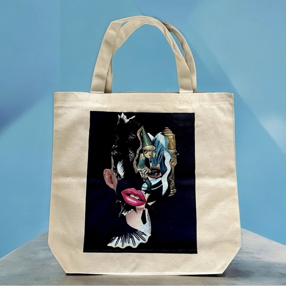 One of a kind custom Custom Tote Bag embellish with stud and my original… - Picture 1 of 6